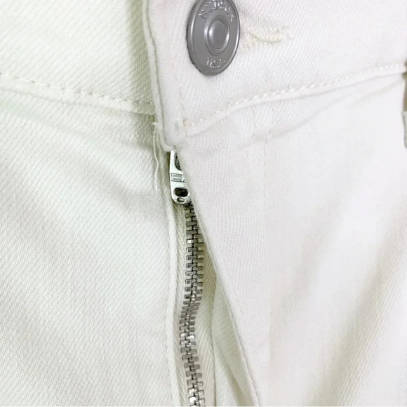 Hudson Rosalie Wide Leg Distressed Knee High Rise Jeans Tan Linen Size 30 NWT - Picture 7 of 12